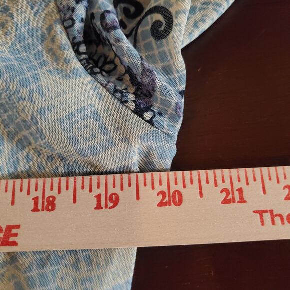 Vtg Axcess Liz Claiborne Sheer Mesh Overlay Babydoll 3/4 Sleeve Top Size XL Boho - Picture 10 of 11